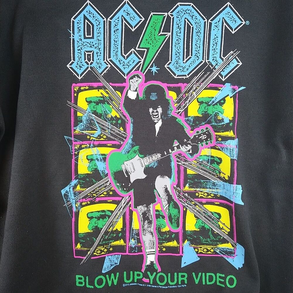 AC/DC Sweatshirt Adult Large - Black Blow Up Your Video Crewneck 2016 Pullover - Picture 2 of 12